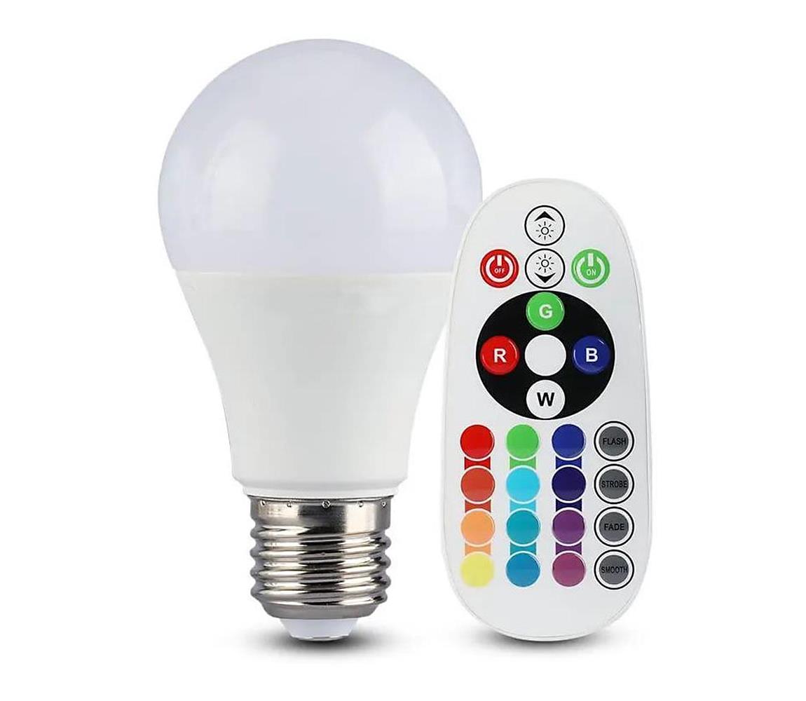 V-Tac LED RGB Stmívatelná žárovka A60 E27/8,5W/230V 3000K + dálkové ovládání VT1074